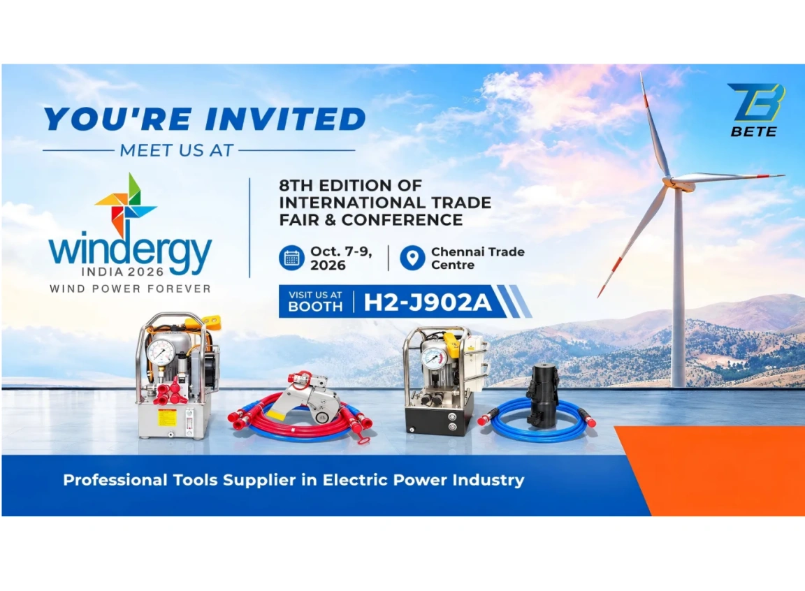 Meet BETE at Windergy India 2026 | Hydraulic Torque & Bolt Tensioning Solutions