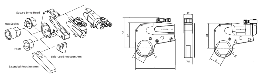 technical-specifications-of-low-cp-series-ultra-thin-hollow-hydraulic-torque-wrench