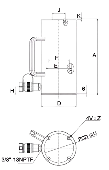 technical-specifications-of-rac-series-single-acting-aluminum-alloy-hydraulic-cylinder