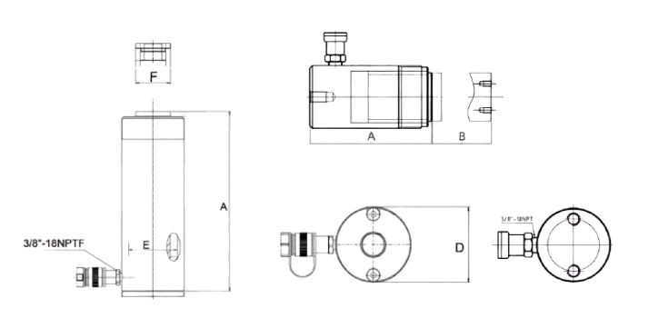 technical-specifications-of-rcs-series-single-acting-low-profile-hydraulic-cylinder